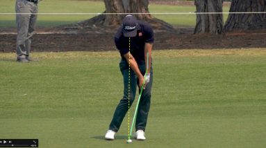 Adam Scott Swing Overlay.  Showing the Handle Position at Address versus a lag Impact.