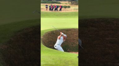 Bryson having fun in Troon's bunkers!